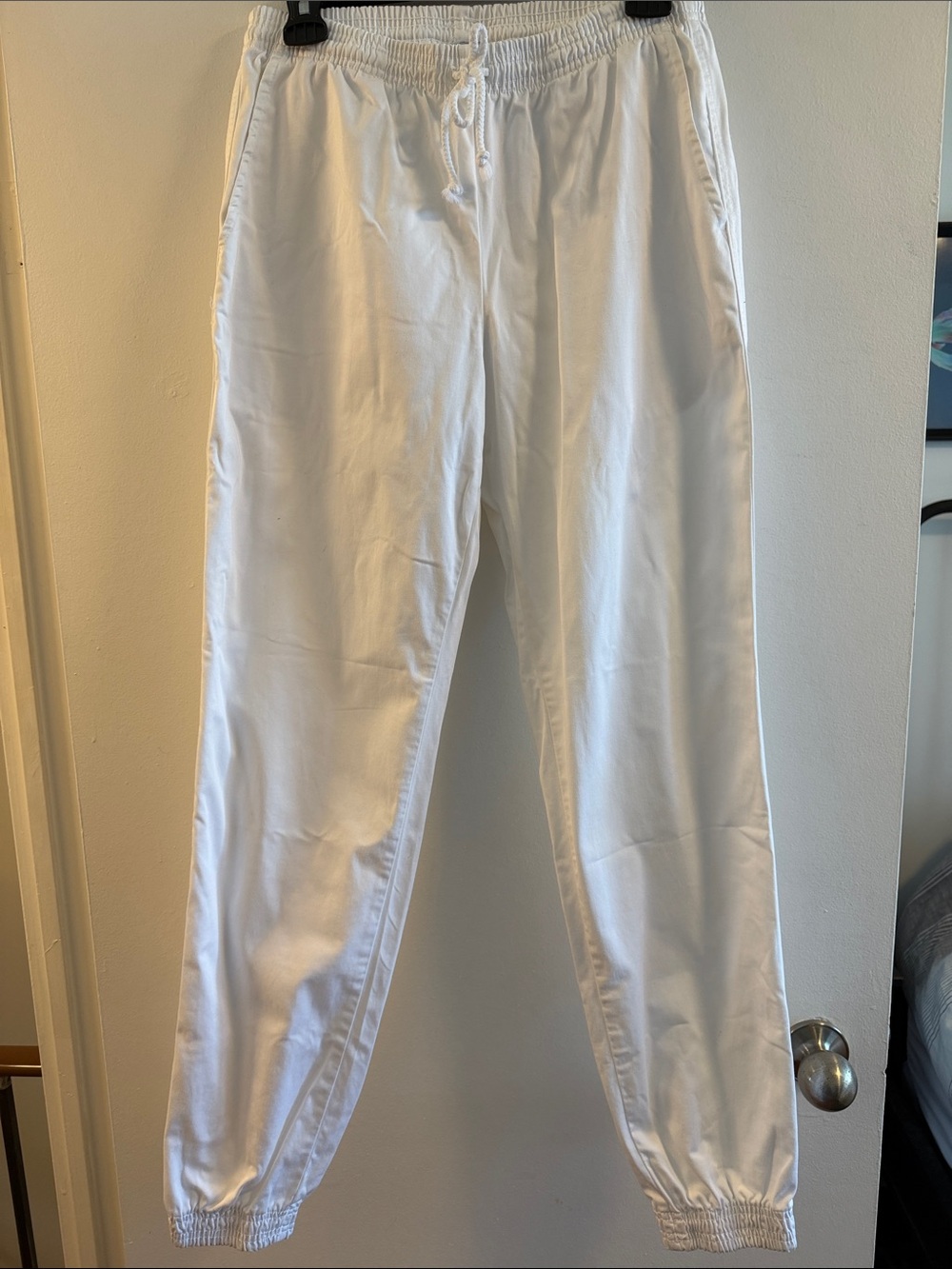 American Apparel White Drawstring Joggers